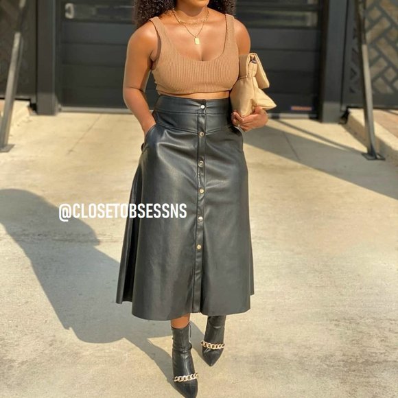 SOLD! LAST ONE!!! ZARA A-Line Midi Skirt with Buttons* - Picture 4 of 13